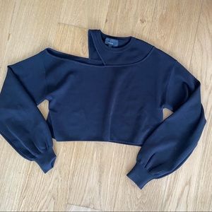 X REVOLVE Asym Cut Out Dolman Sweater in Black